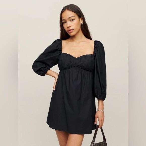 Reformation Dresses & Skirts - Reformation Farley Dress Black Mini Puff Sleeve